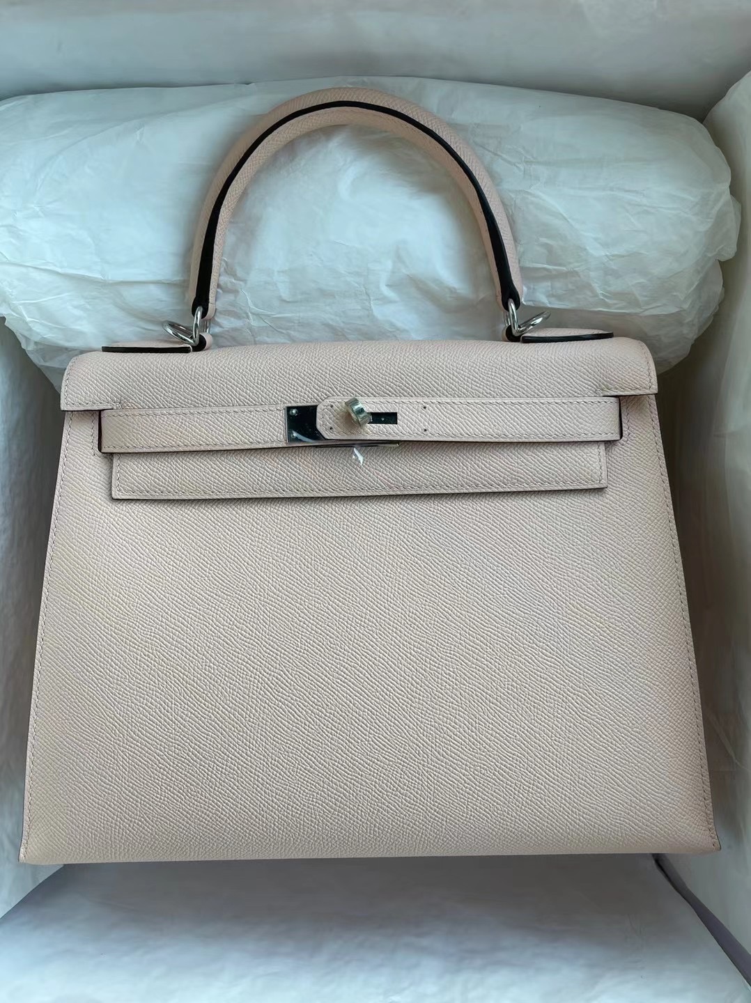 Hermes Kelly 28 Epsom 76 Blue indgo M8 Griss Asphalt P1 Rose Eglantine