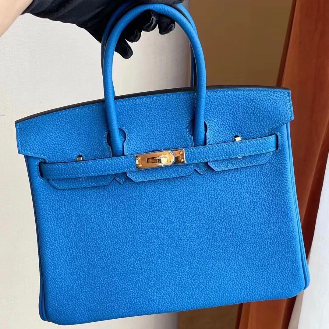 愛馬仕鉑金包 Hermes Birkin 25cm T7 Bleu Hydra 水妖藍 Togo 金扣