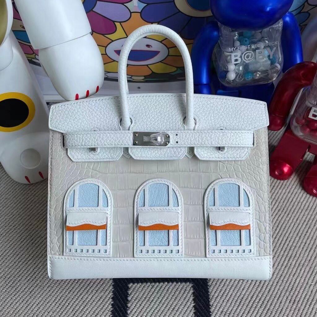 愛馬仕 小房子限量款 Hermes Birkin 20cm 外縫Sellier白色小房子銀扣