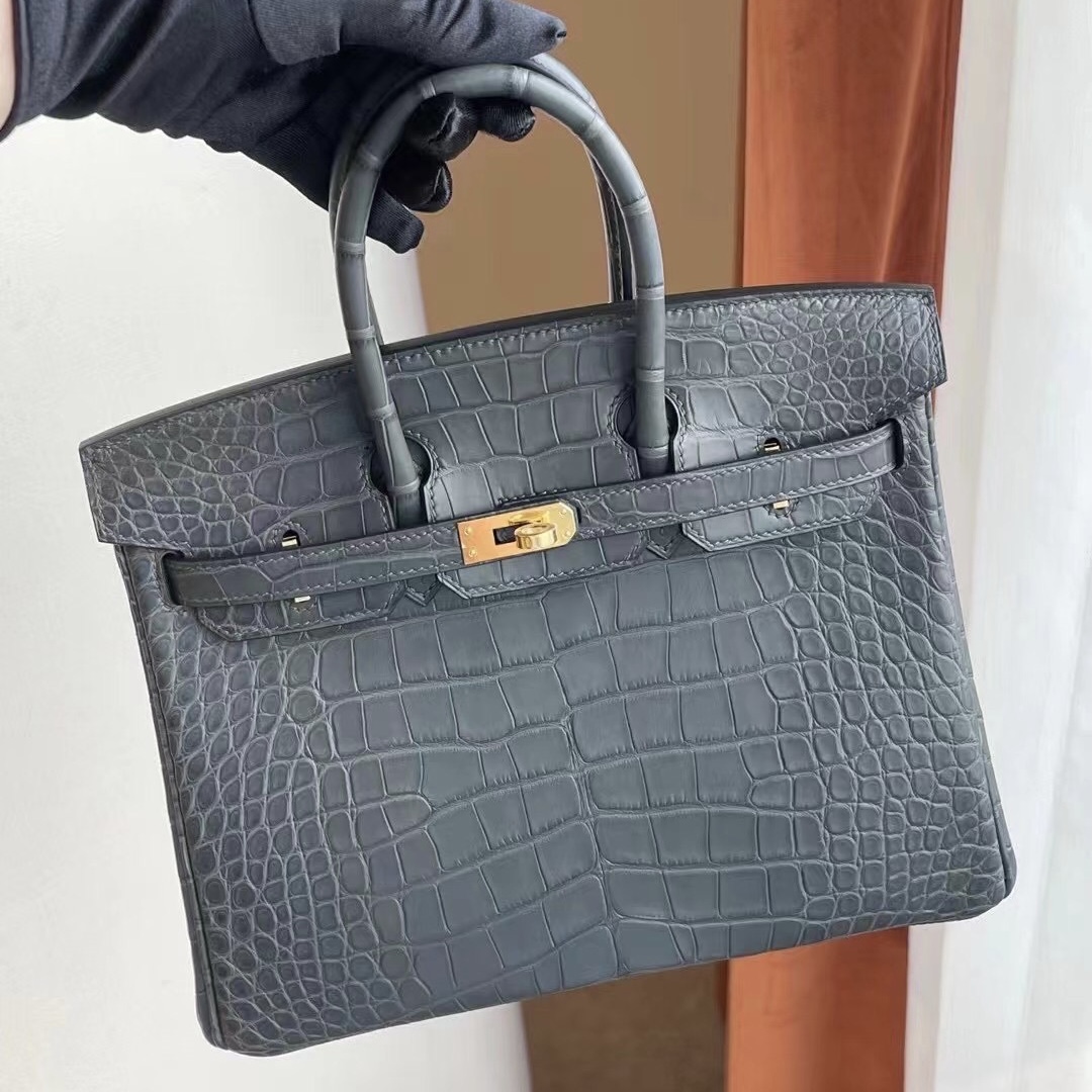 愛馬仕 Hermes Birkin 25cm 88 Graphite 石墨灰霧面方塊 美洲鱷魚金扣