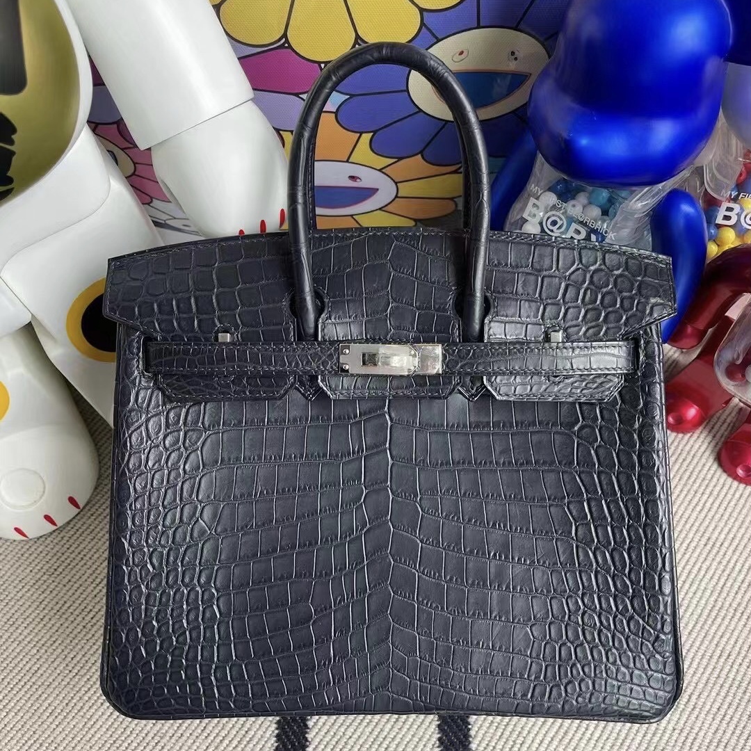 愛馬仕鉑金包 Hermes Birkin 25cm 76 深海藍 blue indgo 兩點尼羅鱷魚