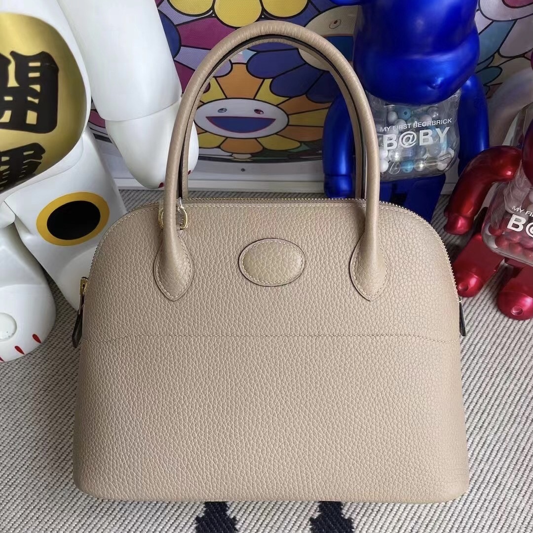 Hermes Bolide 27 taurillon Clemence 81 Gris Tourterelle 斑鳩灰金扣