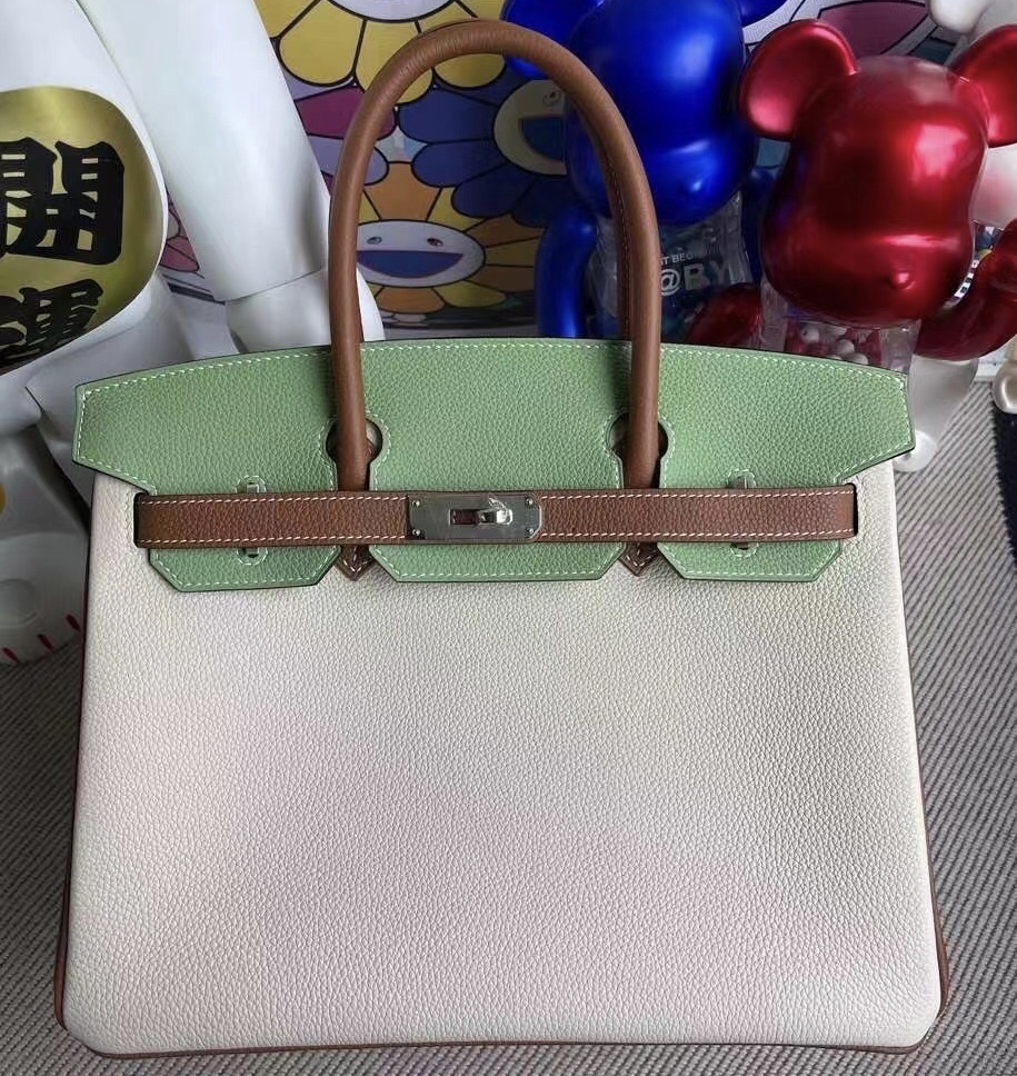 Hermes Birkin 30 HSS Togo 10 Craie 3I Vert Criquet 37 Gold銀扣馬蹄印