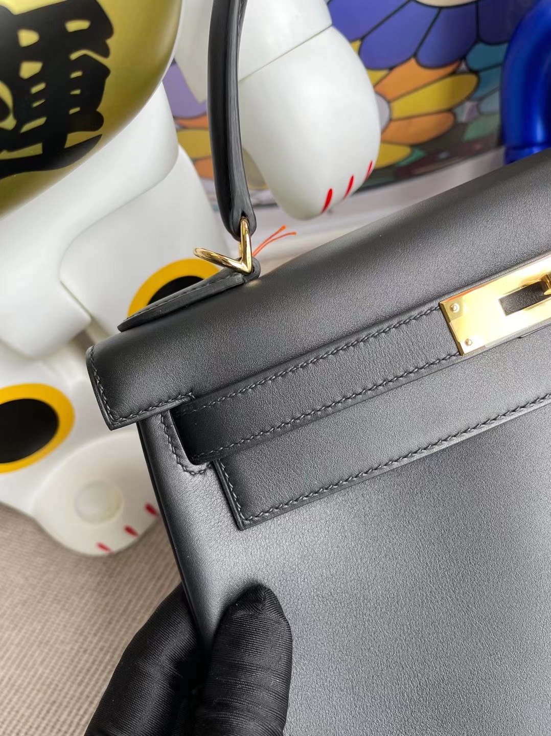 愛馬仕凱莉包28價格及圖片尺寸 Hermes Kelly 28cm Jonathan 89 Noir 黑色 金扣