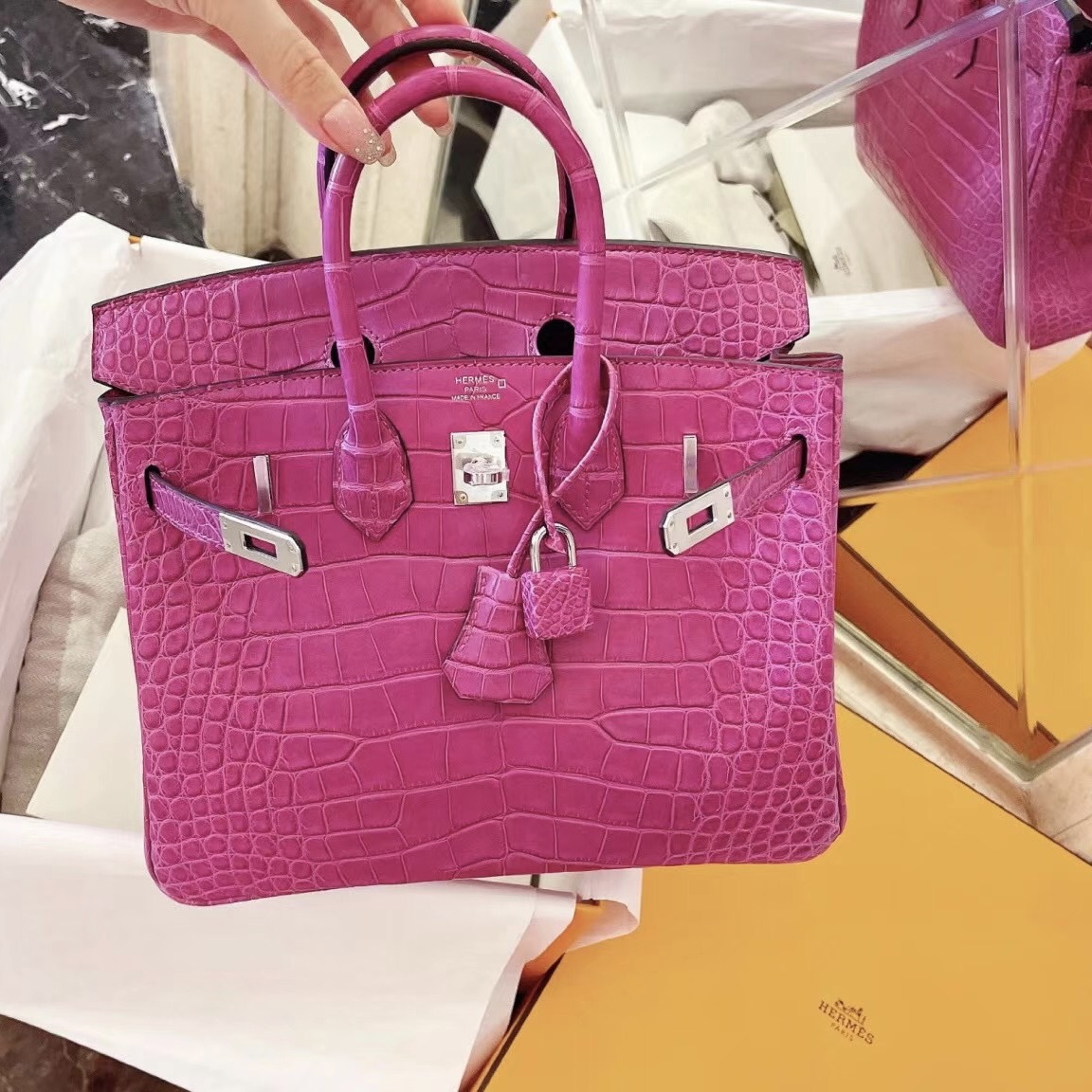 Hermes Birkin 25cm Matte Alligator Crocodile J5 Rose Sheheraradez 天方夜譚粉紫