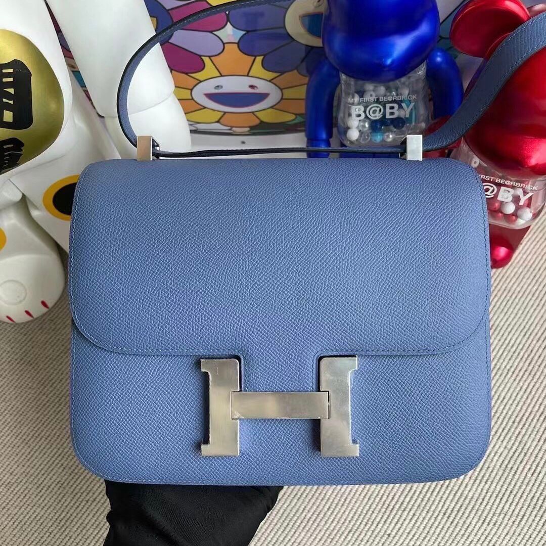 Hermes Constance 24cm Epsom 7E blue Brighton 明藍色 銀扣