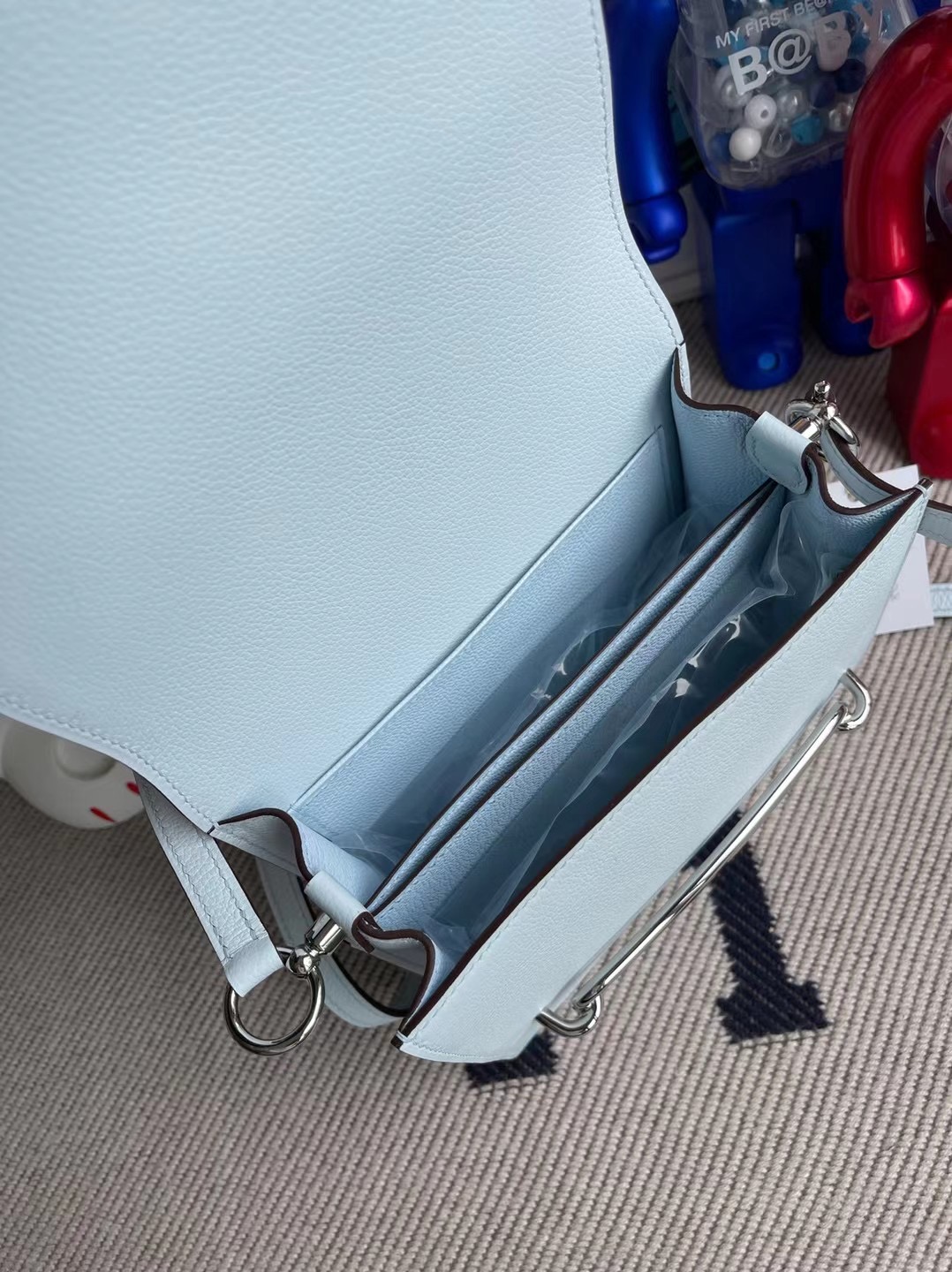 愛馬仕豬鼻子包價格 Hermes Roulis Mini Evercolor T0 Blue Brume 霧藍色