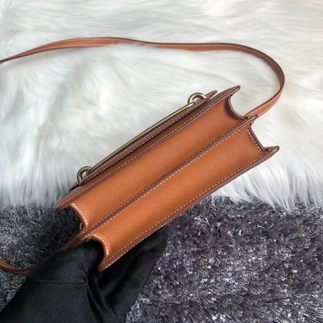 愛馬仕豬鼻子包 Hermes Roulis Mini Evercolor 37 Gold 金棕色 淺金扣
