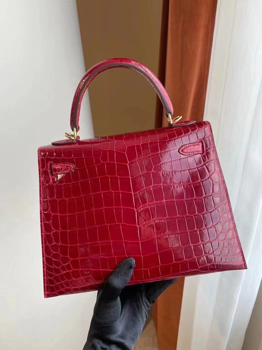 Hermes Kelly 25 Shiny alligator crocodile 美洲鱷魚全手工蜜蠟線縫製客定出