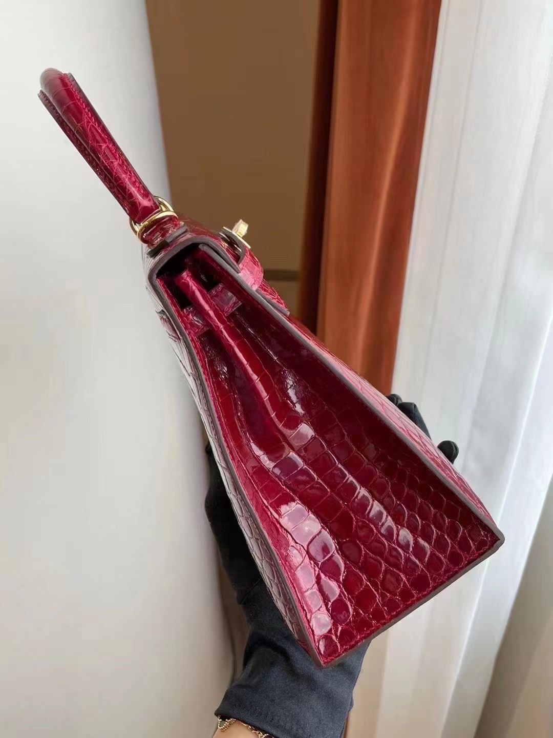 Hermes Kelly 25 Shiny alligator crocodile 美洲鱷魚全手工蜜蠟線縫製客定出