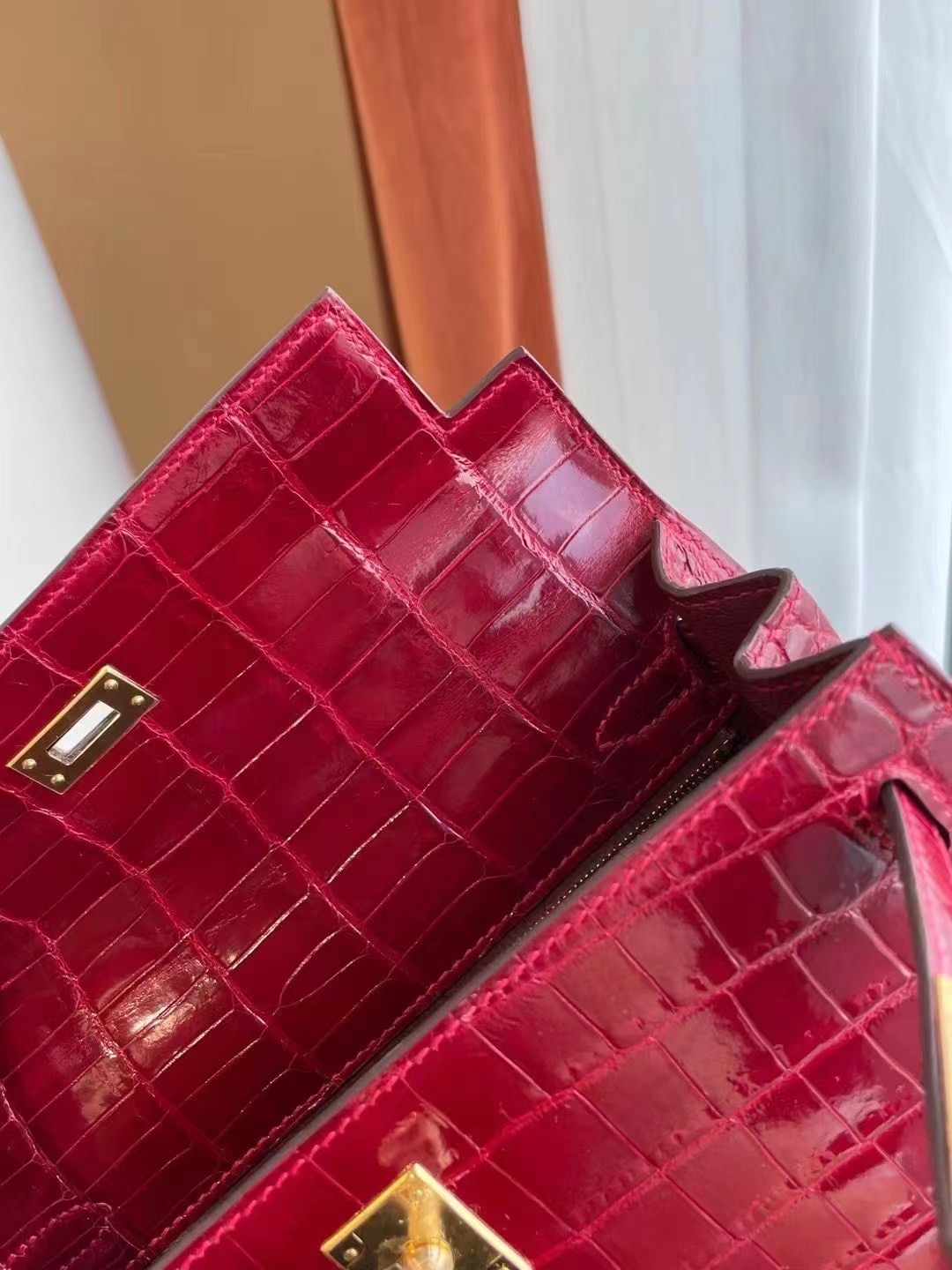 Hermes Kelly 25 Shiny alligator crocodile 美洲鱷魚全手工蜜蠟線縫製客定出