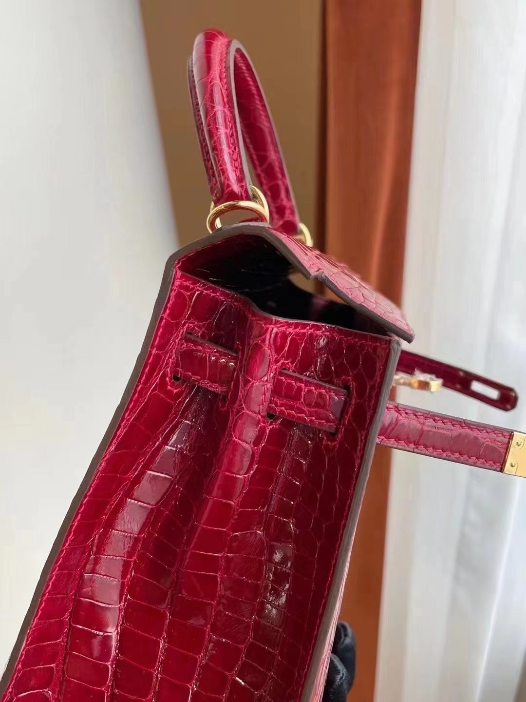 Hermes Kelly 25 Shiny alligator crocodile 美洲鱷魚全手工蜜蠟線縫製客定出