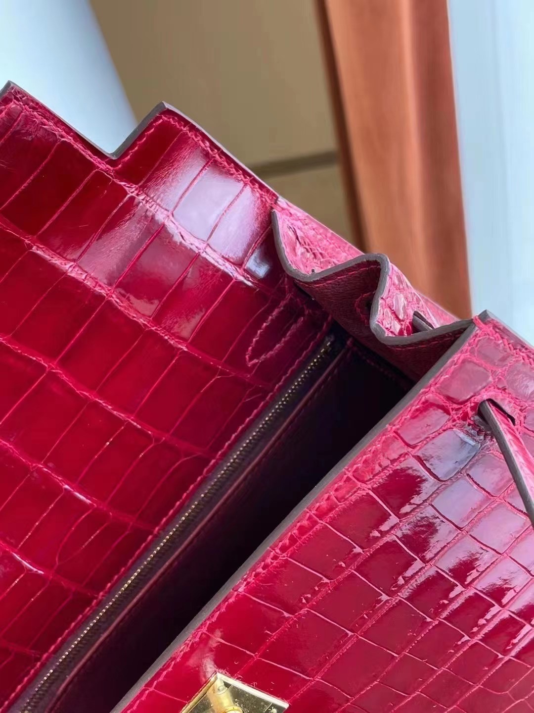 Hermes Kelly 25 Shiny alligator crocodile 美洲鱷魚全手工蜜蠟線縫製客定出