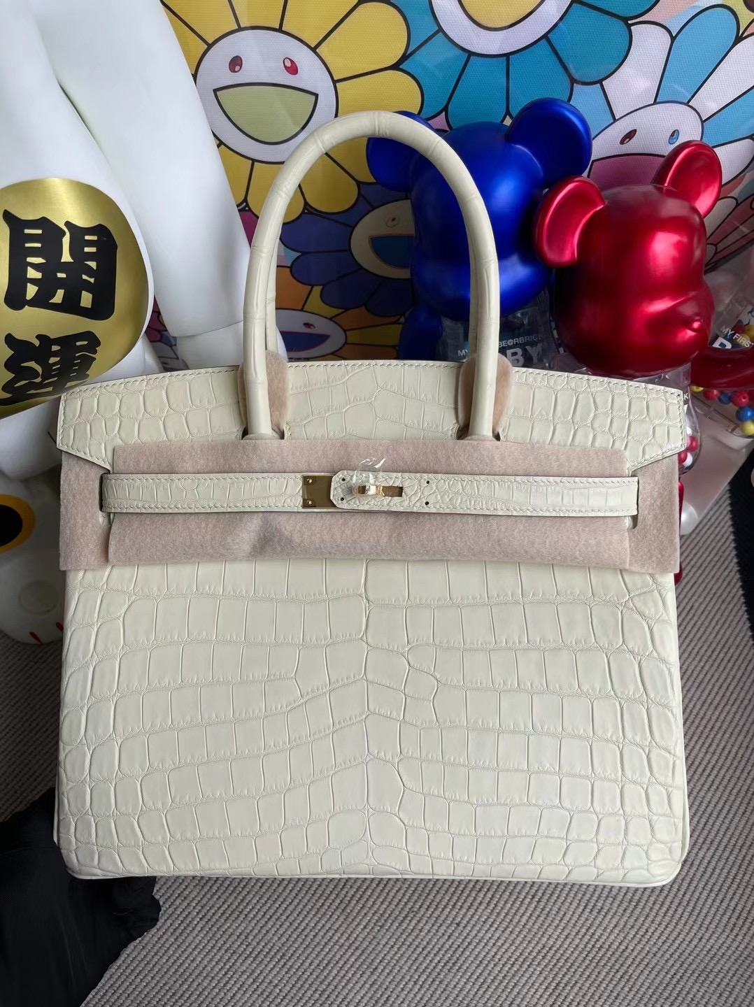 Hermes Birkin 30cm 8L Beton 奶油白 霧面尼羅鱷魚 金扣