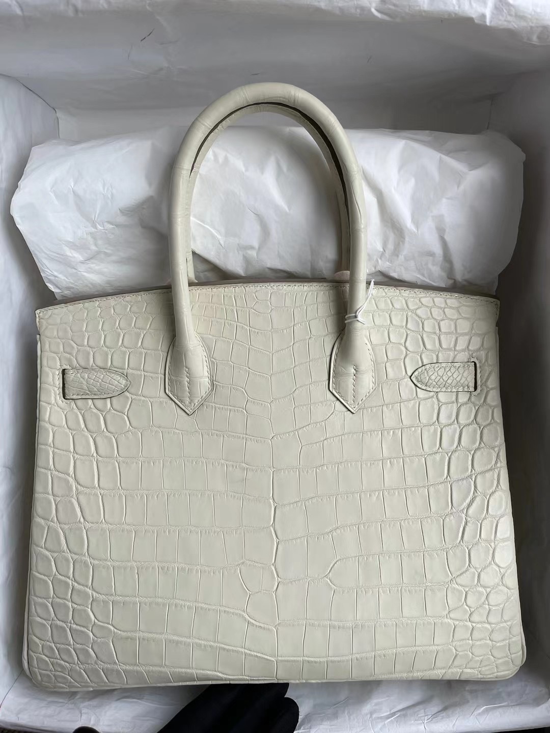 Hermes Birkin 30cm 8L Beton 奶油白 霧面尼羅鱷魚 金扣