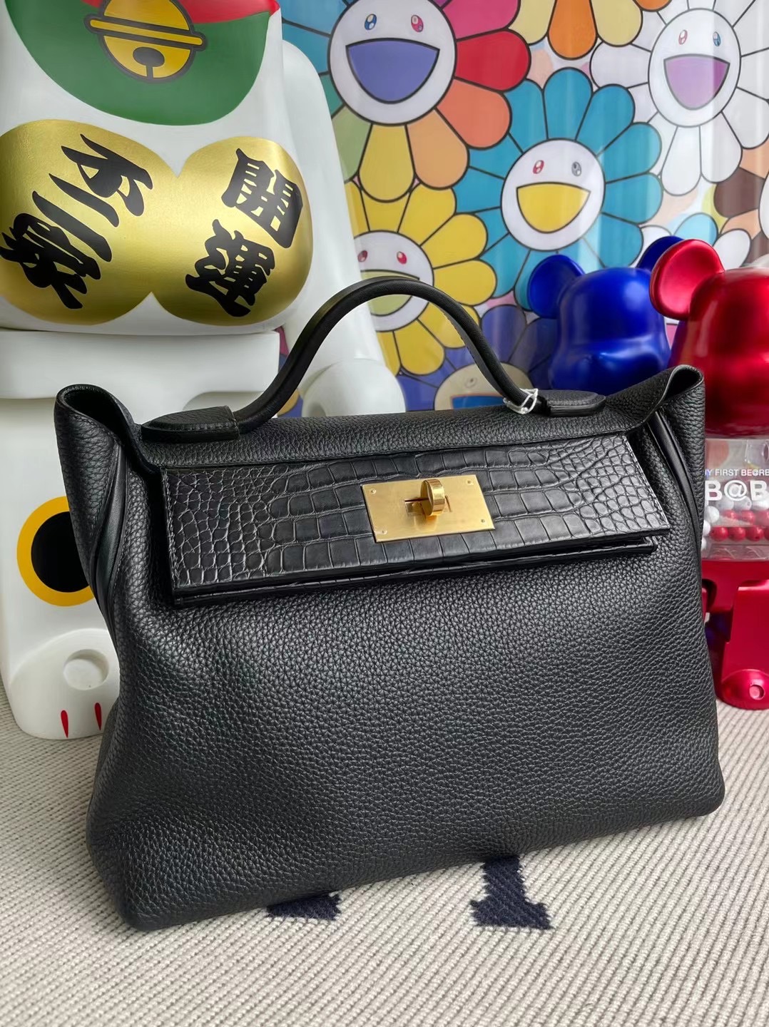 愛馬仕凱莉包網站 Hermes Kelly 24/24 29 Touch 89 Noir 黑色 金扣