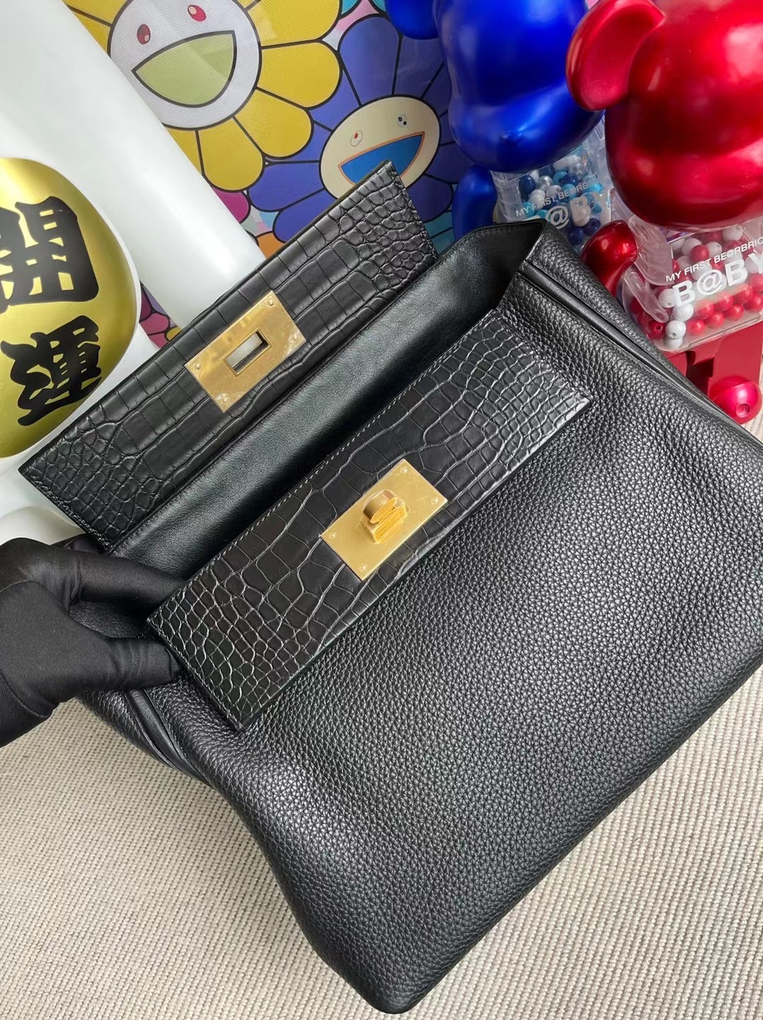 愛馬仕凱莉包網站 Hermes Kelly 24/24 29 Touch 89 Noir 黑色 金扣