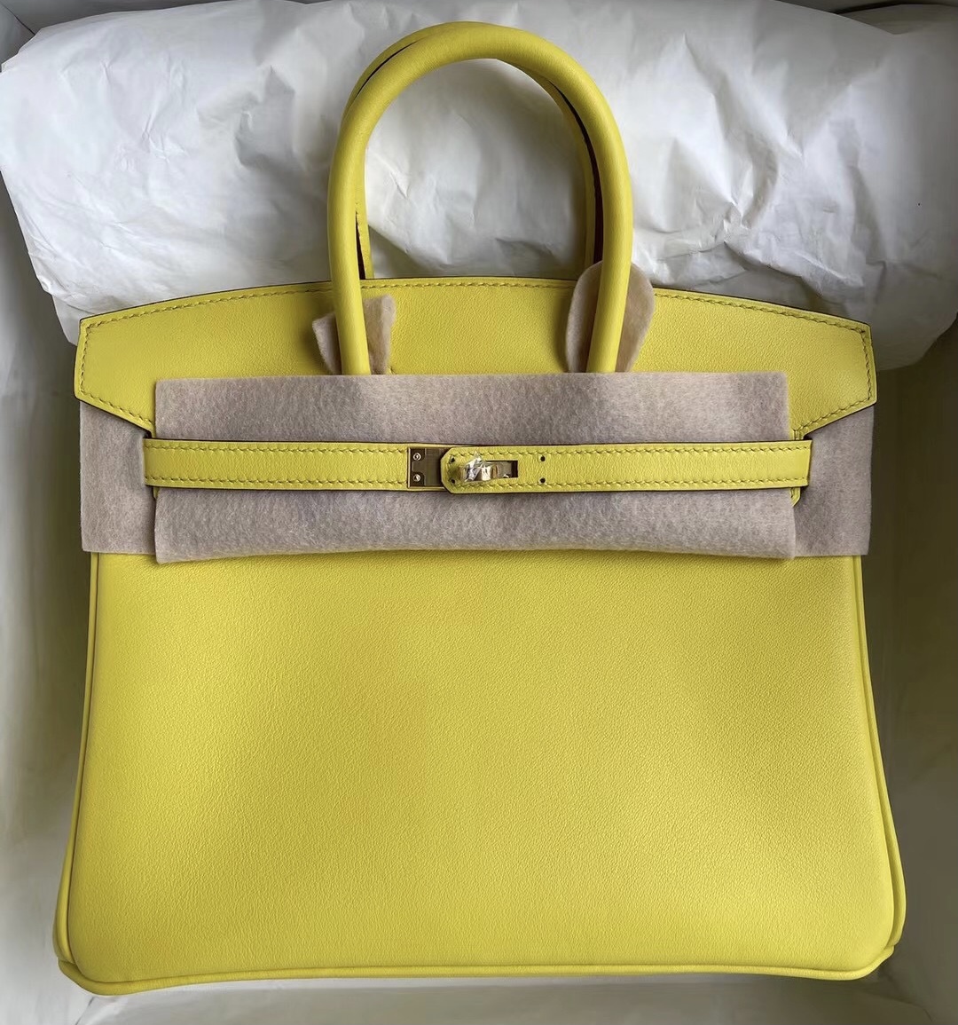 Hermes Birkin 25cm swift 9R Lime 檸檬黃 金扣 全手工蜜蠟線縫製