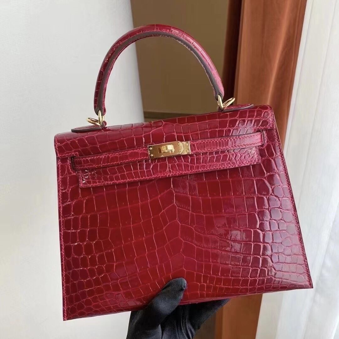 Hermes Kelly 25 Shiny alligator crocodile 美洲鱷魚全手工蜜蠟線縫製客定出