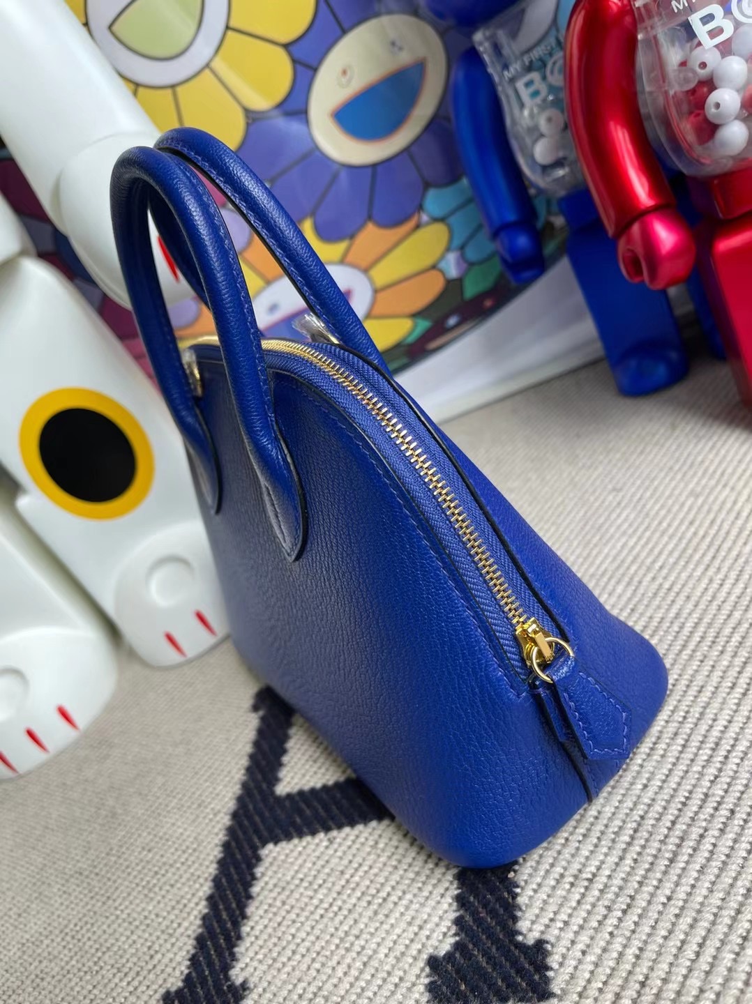 Hermes Mini Bolide Chevre 進口山羊皮 7T Blue Electric 電光藍 金扣