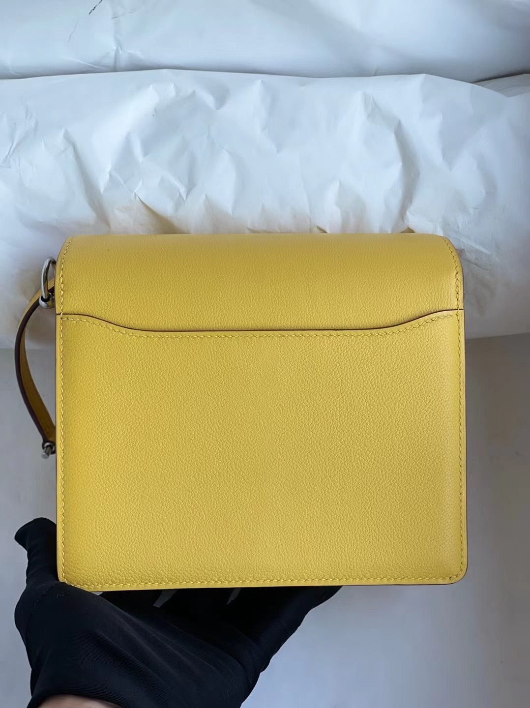 Hermes Roulis 18cm Evercolor 9O jaune de naples 那不勒斯黃 銀扣