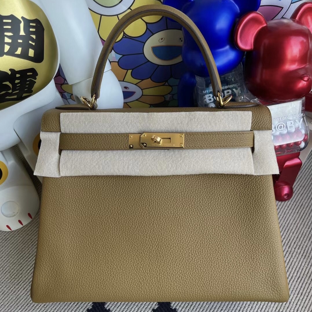 Hermes Kelly 28cm Togo U8 Bronze 金銅色 全手工蜜蠟線縫製 金扣 客定出