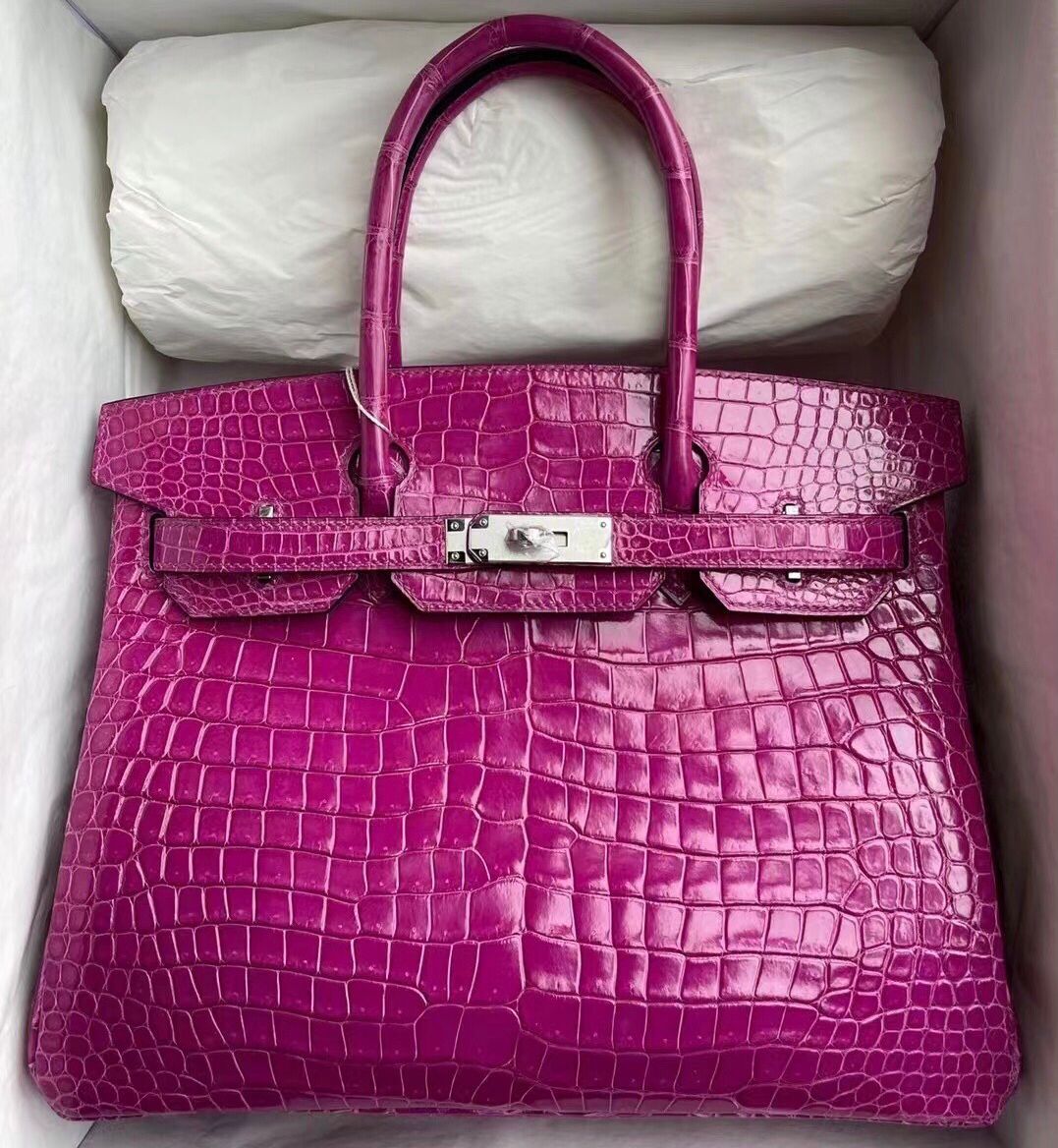 Hermes Birkin 30cm L3 Rose Poupre J5 Rose Sheherzade 6Q 翡翠綠 亮面倒V灣鱷