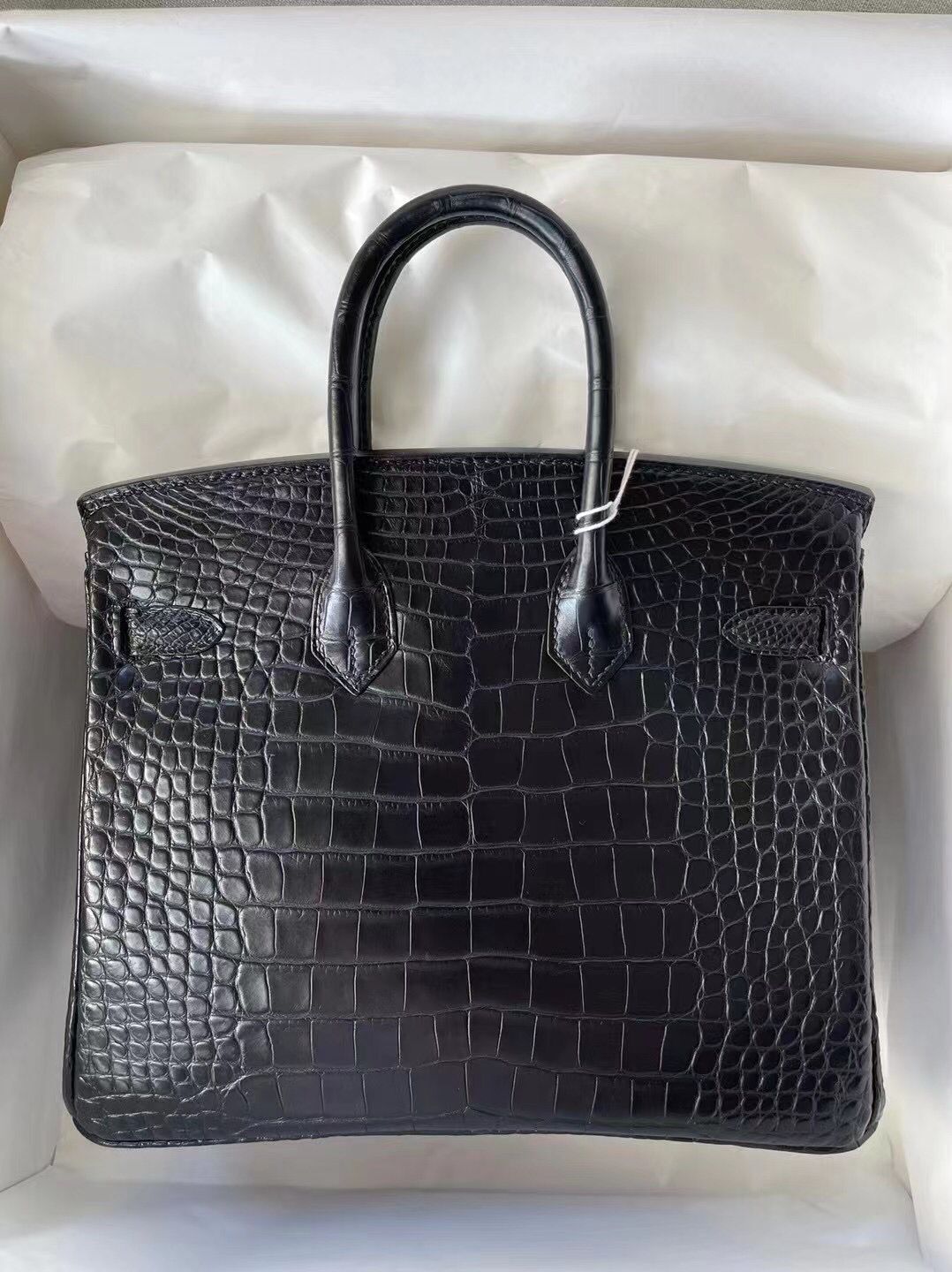 Hermes Birkin 25cm 霧面美洲鱷魚 89 Noir 黑色 Ghw 全手工蜜蠟線縫製 Stock