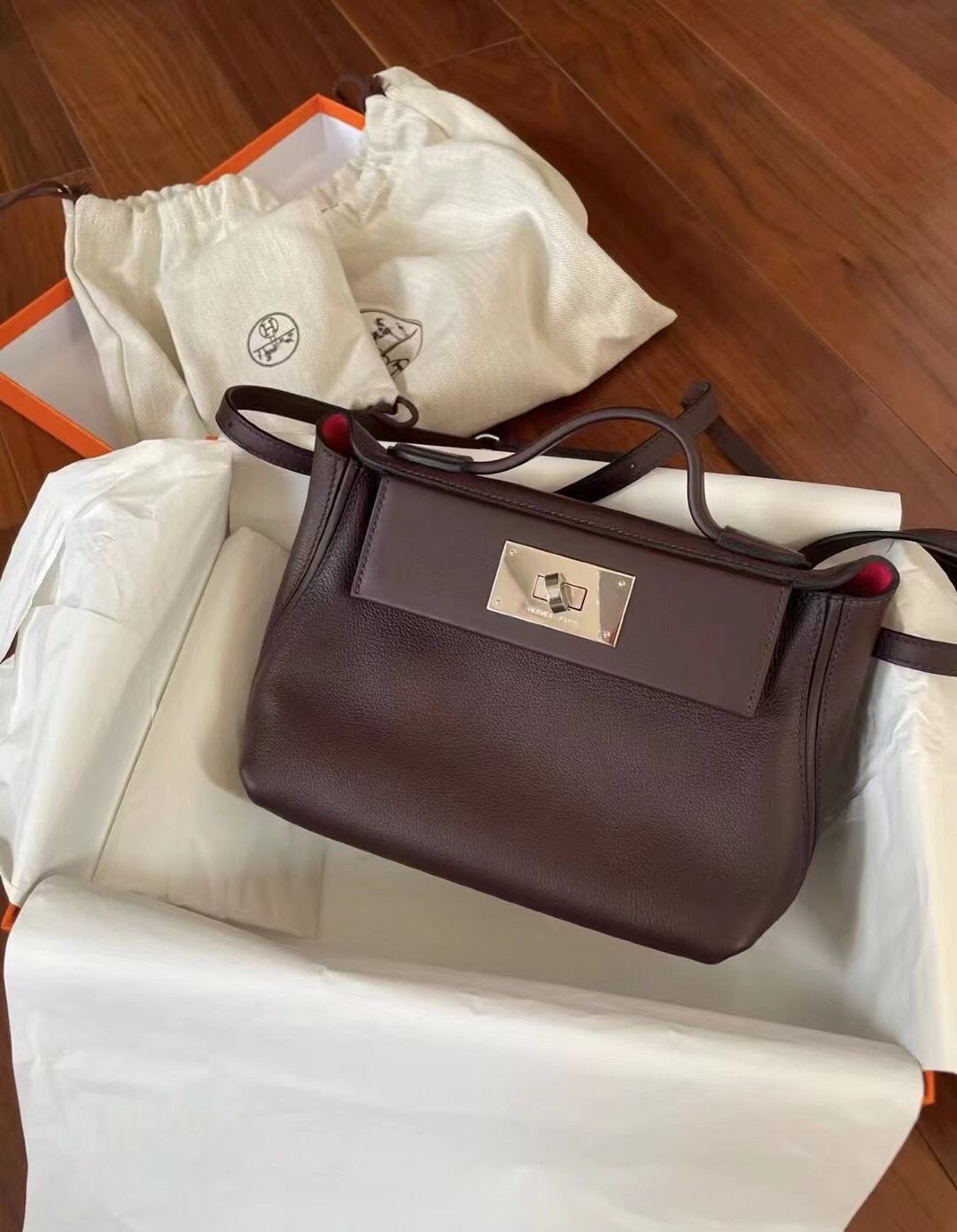 Hermes kelly 24/24 Mini Evercolor 拼 Swift 0G馬鞍紅 內拼 0E墨西哥粉