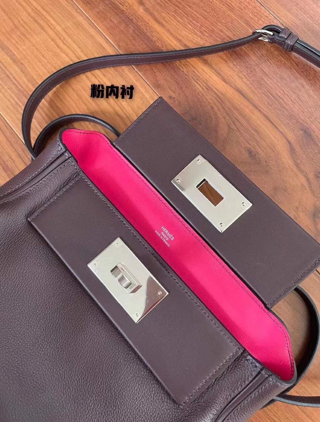 Hermes kelly 24/24 Mini Evercolor 拼 Swift 0G馬鞍紅 內拼 0E墨西哥粉