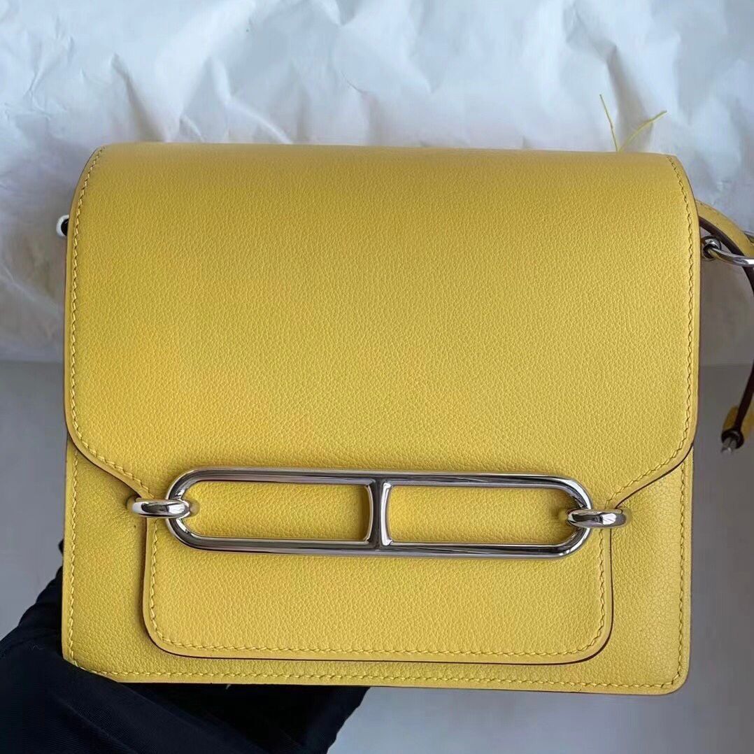 Hermes Roulis 18cm Evercolor 9O jaune de naples 那不勒斯黃 銀扣