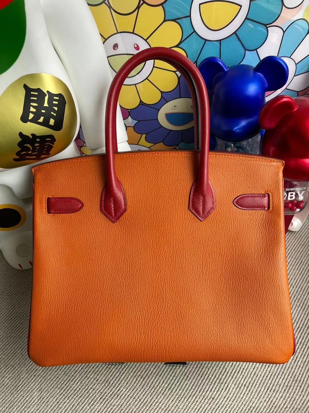 Hermes Birkin 30 HSS Chevre 3I Vert Criquet 93 Orange Q5 Rose casaque馬蹄印