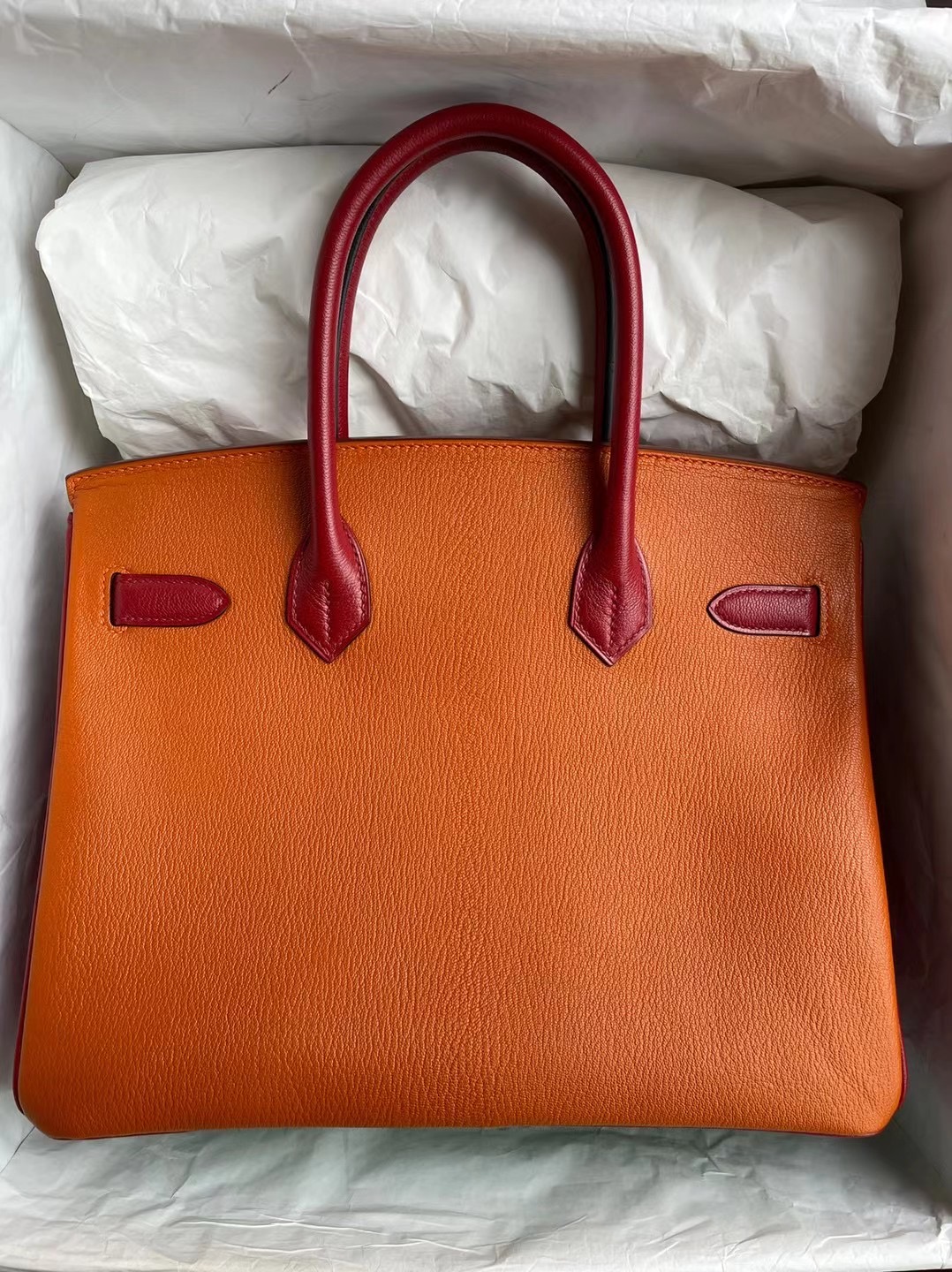 Hermes Birkin 30 HSS Chevre 3I Vert Criquet 93 Orange Q5 Rose casaque馬蹄印