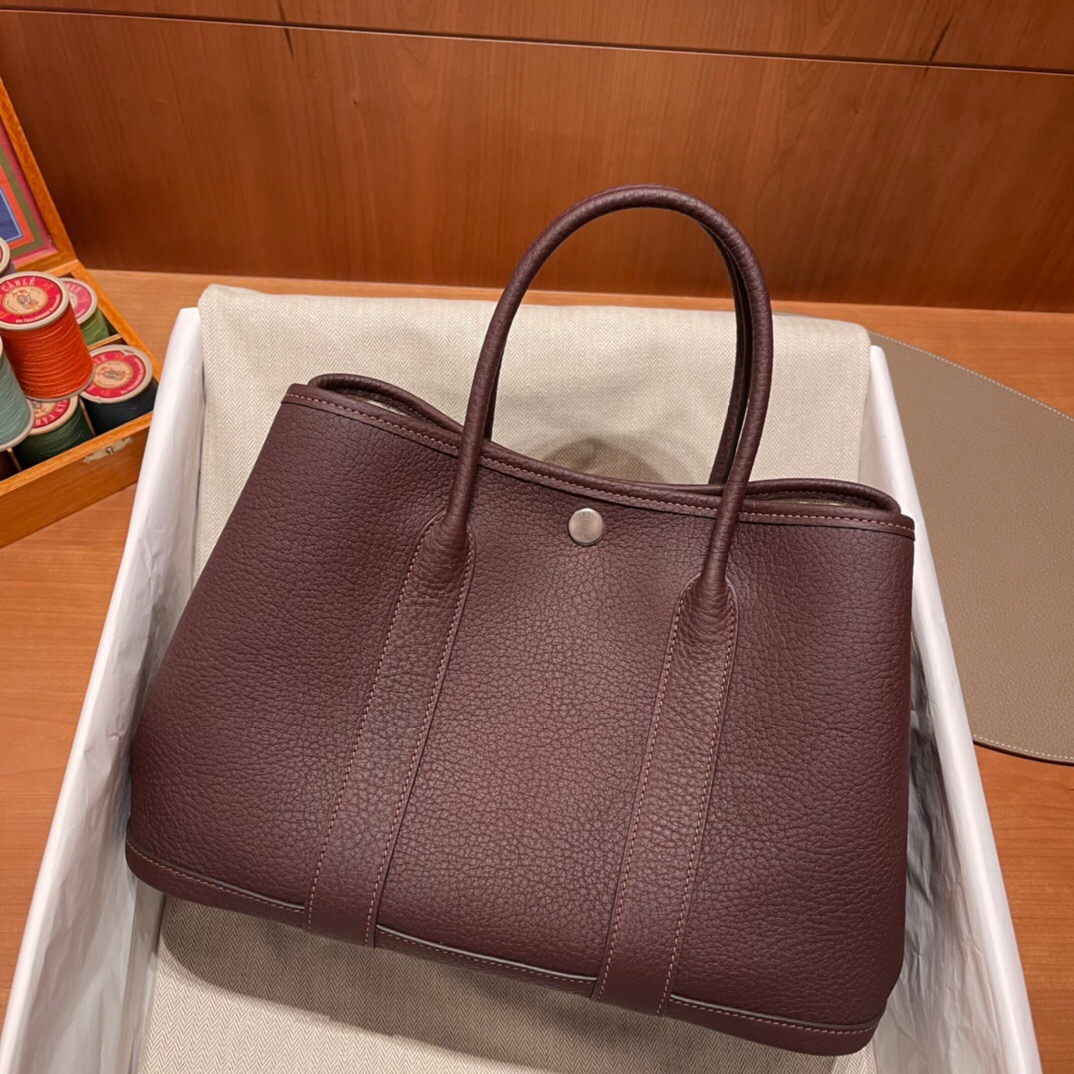 Hermes Garden party 30 0G Rouge Sellier 马鞍红 Negonda 全手工蜜蠟線縫製