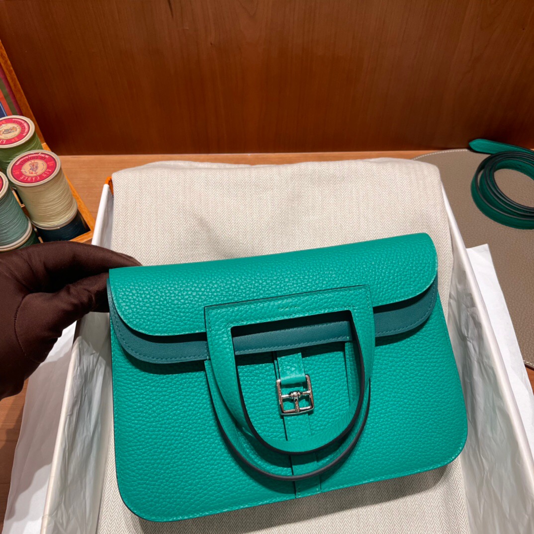 Hermes Halzan 25 taurillon Clemence 6W 薄荷綠Menthe Z6 孔雀綠Malachite