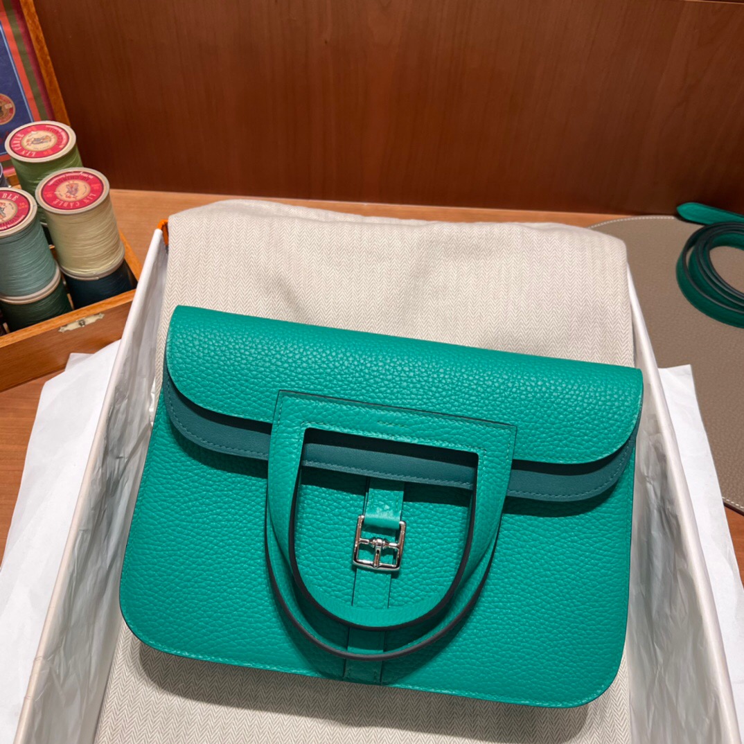 Hermes Halzan 25 taurillon Clemence 6W 薄荷綠Menthe Z6 孔雀綠Malachite