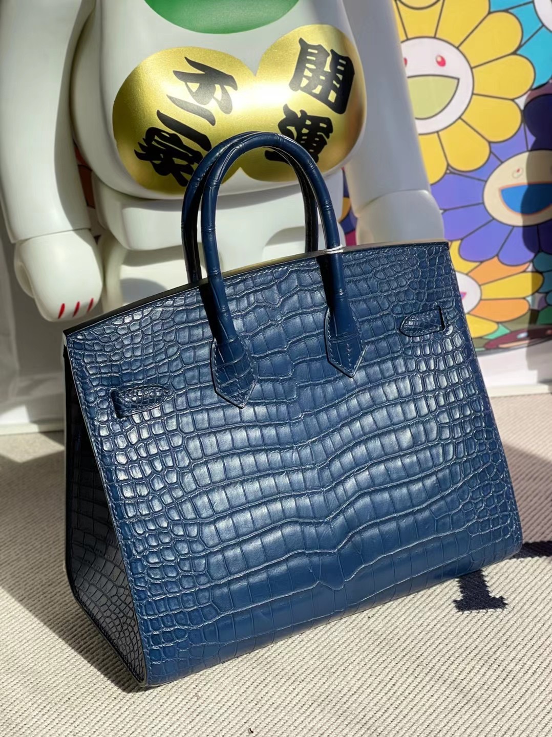 Hermes Birkin 25cm 外縫 S4 Deep Blue 深邃藍倒V 澳洲灣鱷 porosus crocodile phw