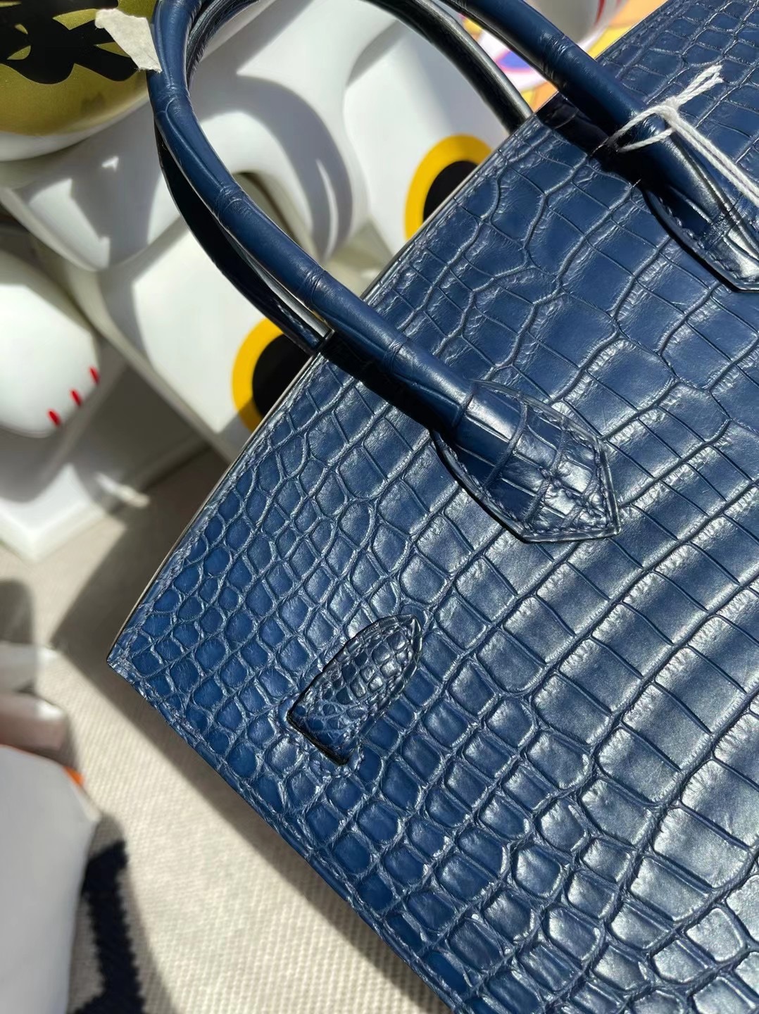 Hermes Birkin 25cm 外縫 S4 Deep Blue 深邃藍倒V 澳洲灣鱷 porosus crocodile phw