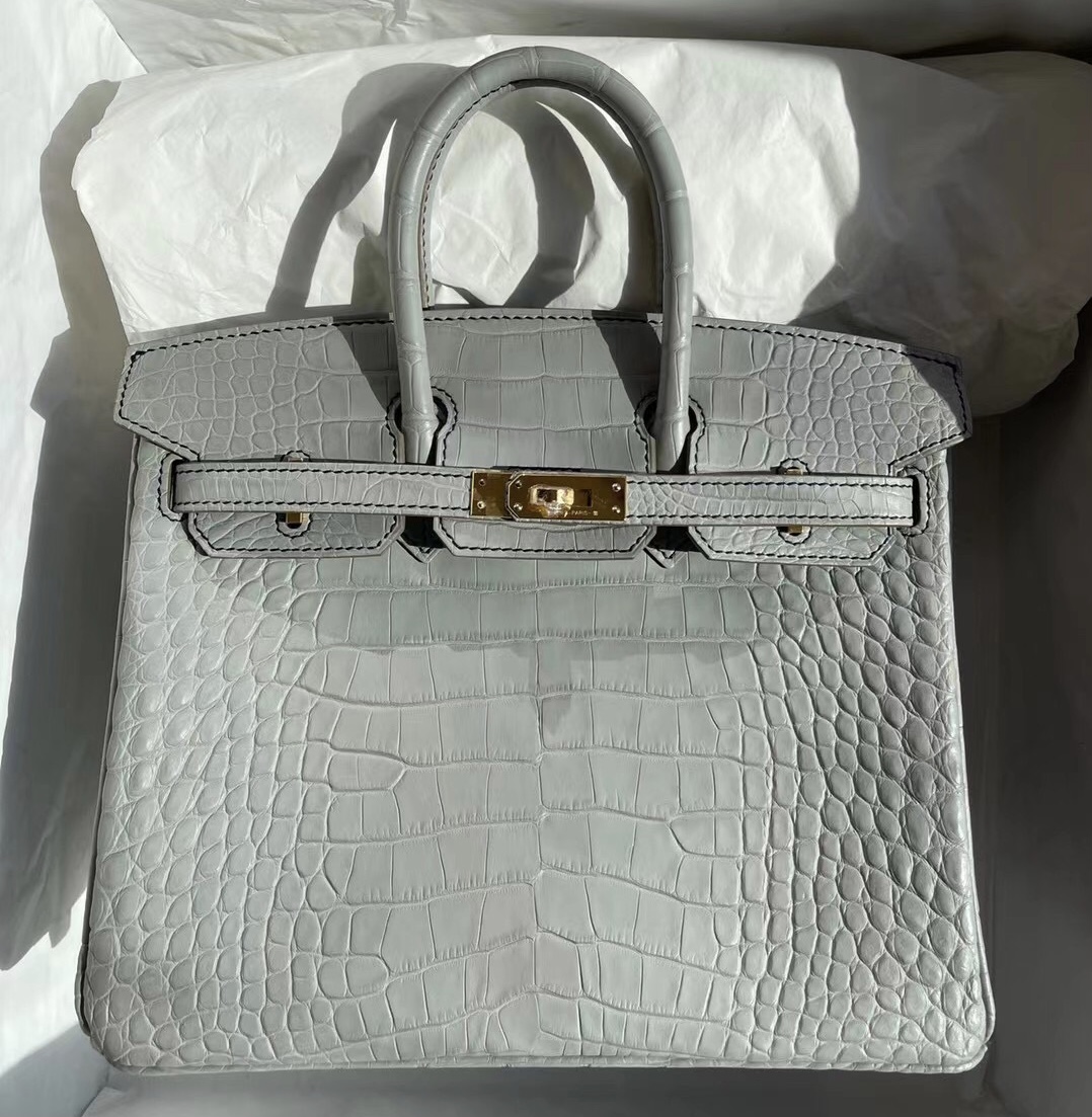 Hermes Birkin 25 霧面美洲鱷魚 80 Gris Perle 珍珠灰內拼89 Noir 黑色