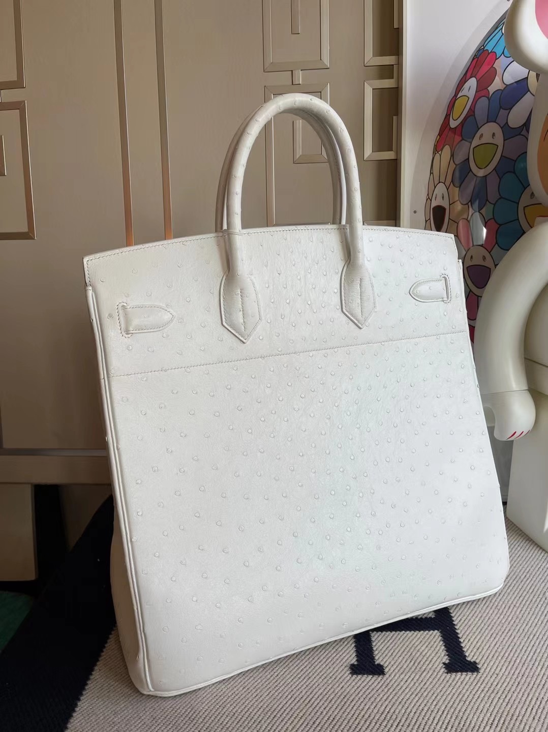 Hermes Birkin HAC 40 Ostrich 鴕鳥皮 01 Pure white 純白色 全手工蜜蠟線縫製