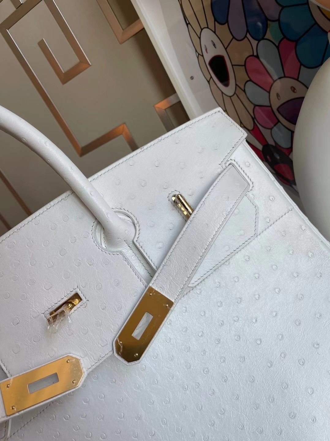 Hermes Birkin HAC 40 Ostrich 鴕鳥皮 01 Pure white 純白色 全手工蜜蠟線縫製