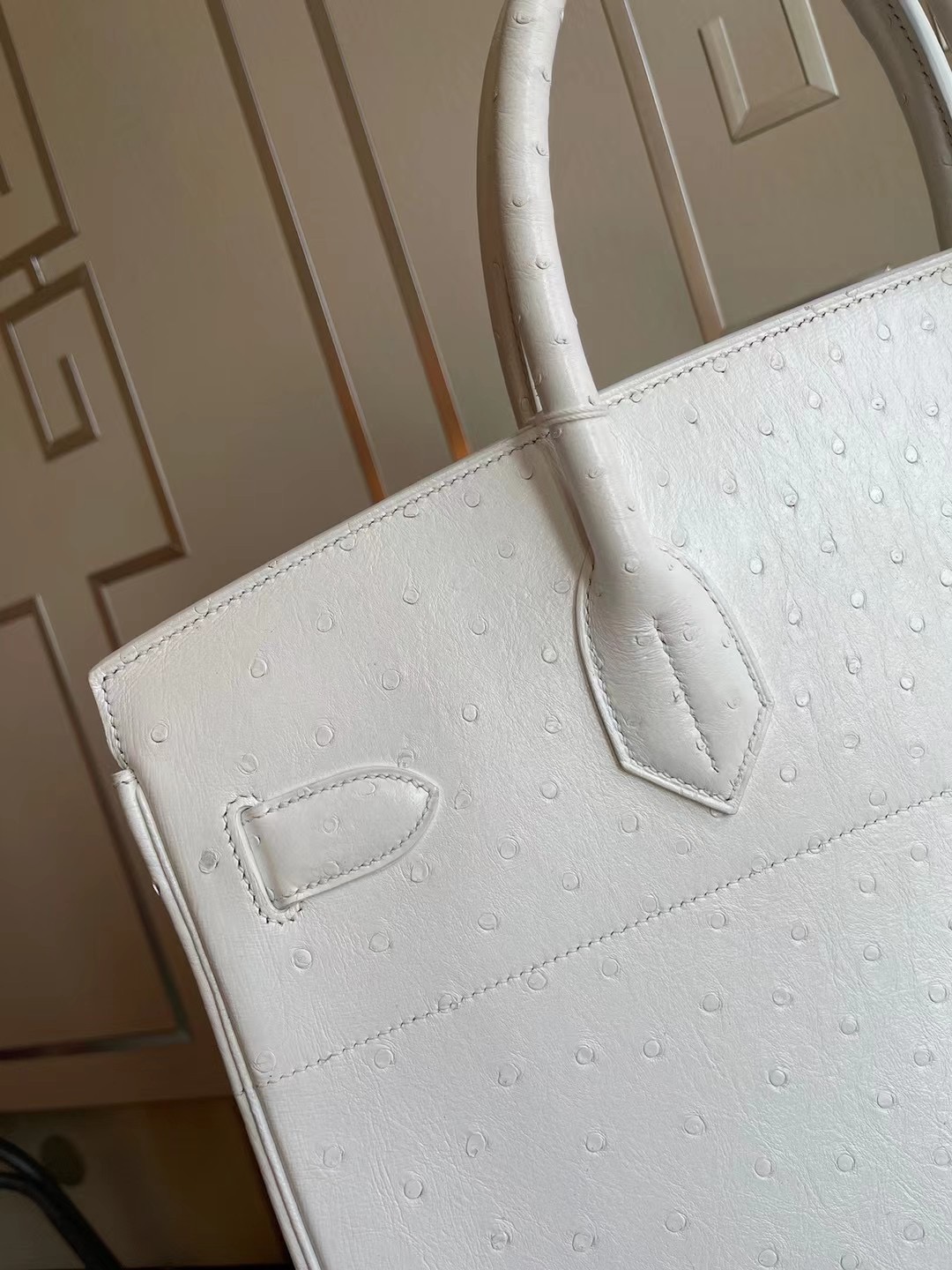 Hermes Birkin HAC 40 Ostrich 鴕鳥皮 01 Pure white 純白色 全手工蜜蠟線縫製