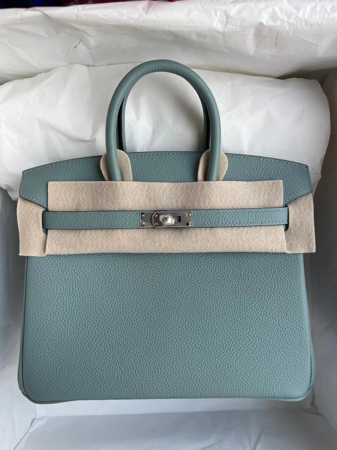 愛馬仕鉑金包價格官網 Hermes Birkin 25cm Togo 7G Ciel 天青色 銀扣