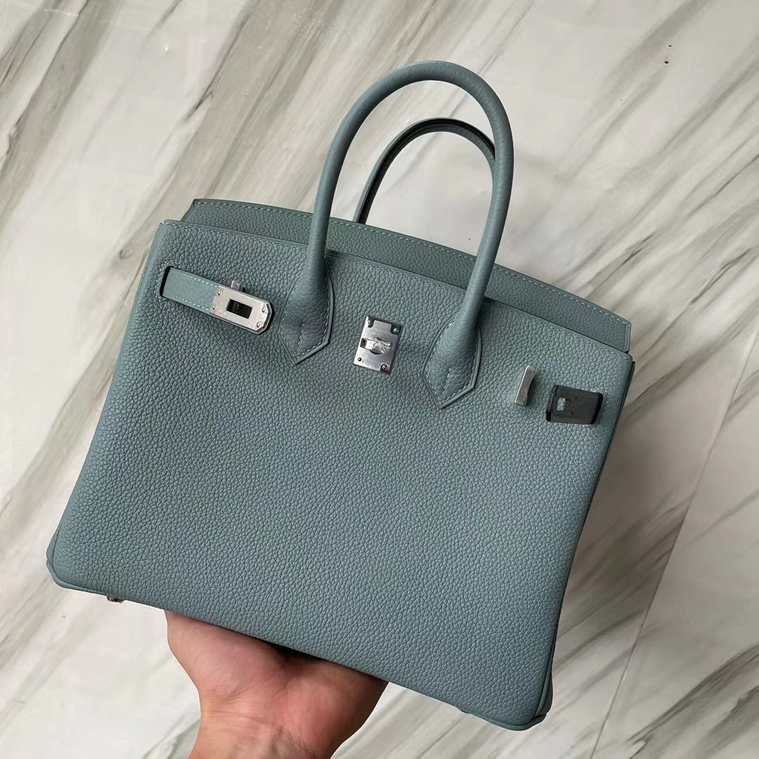 愛馬仕鉑金包價格官網 Hermes Birkin 25cm Togo 7G Ciel 天青色 銀扣