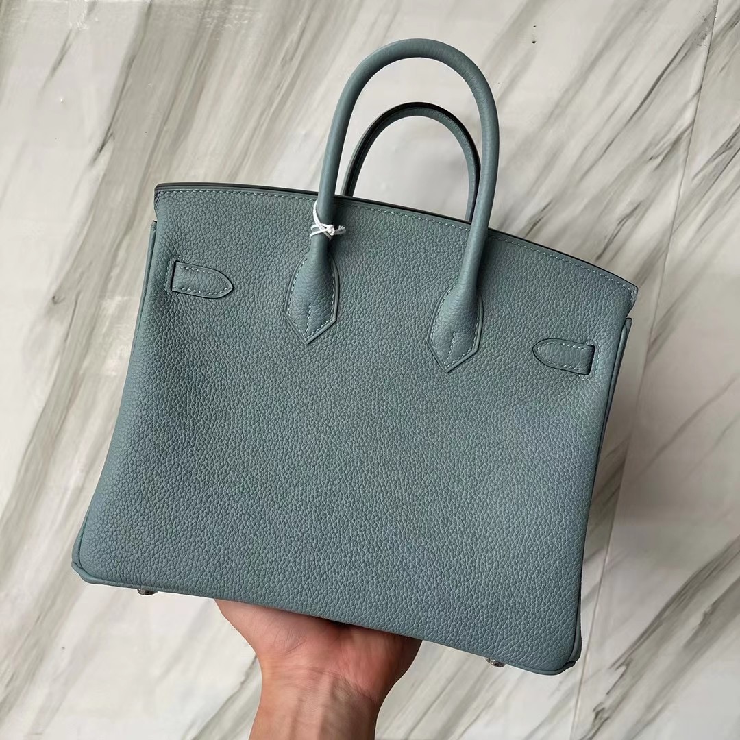 愛馬仕鉑金包價格官網 Hermes Birkin 25cm Togo 7G Ciel 天青色 銀扣