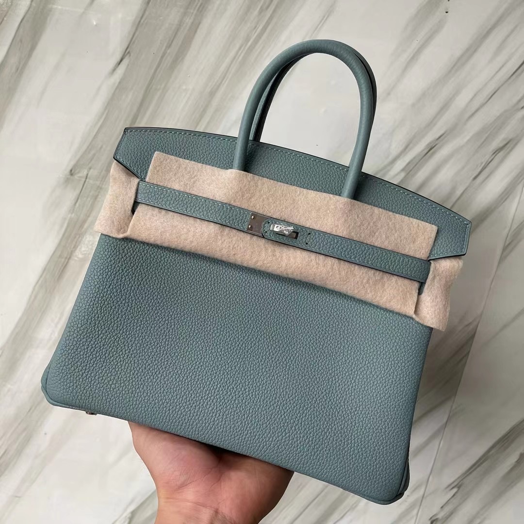 愛馬仕鉑金包價格官網 Hermes Birkin 25cm Togo 7G Ciel 天青色 銀扣