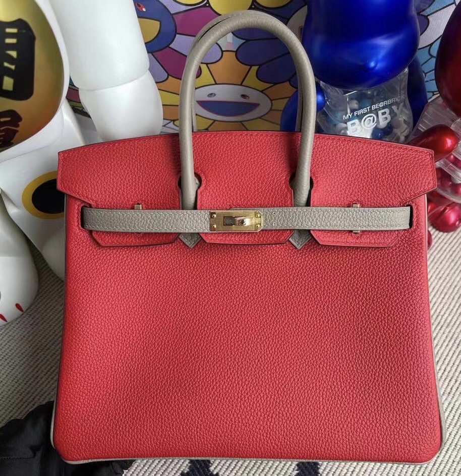 Thailand Hermes Birkin 25cm HSS Togo Q5 Rose casaque+M8 Griss Asphalte 金扣