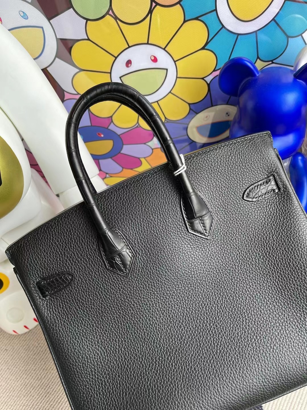 愛馬仕2022年刻印 Thailand Hermes Birkin 25cm 89 Noir Touch Togo/亮面尼羅鱷魚