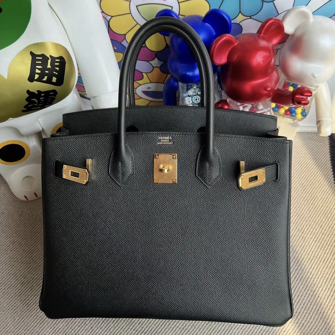 愛馬仕2022年刻印 Thailand Hermes Birkin 30cm Epsom 89 Noir 黑色 金扣