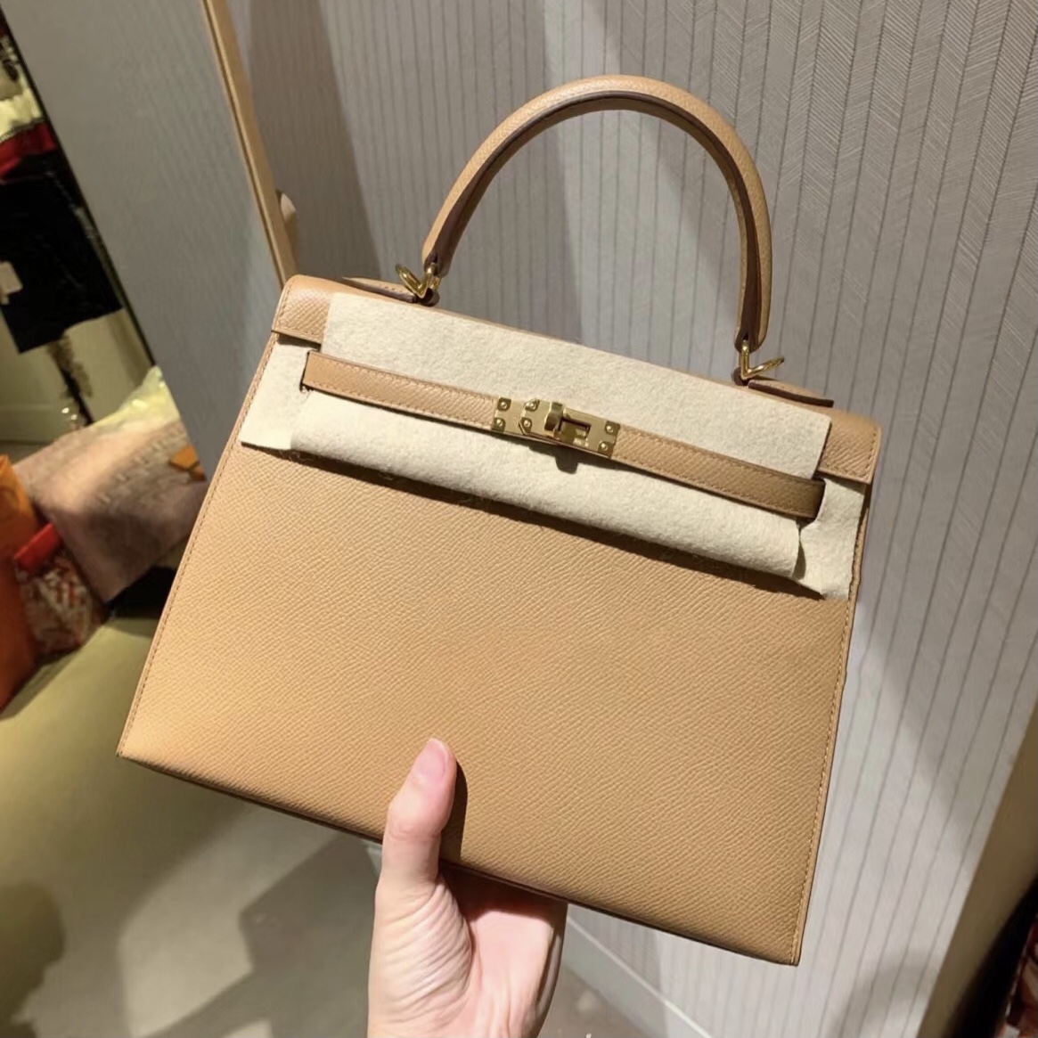 Vietnam Hermes Kelly 25cm Epsom 4B 餅幹色Biscuit 全手工蜜蠟線縫